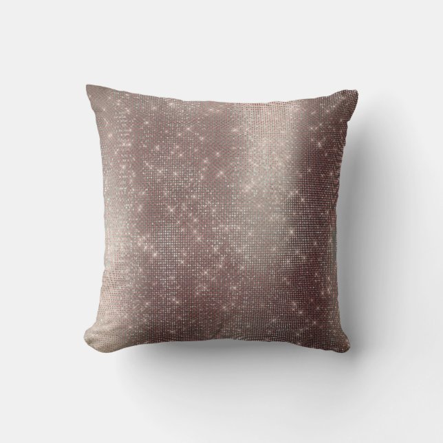 Monochromatic Pink Grey Metallic Sparkly Sequin Throw Pillow (Front)