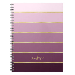 Monochromatic Pink with Gold Personalization Notebook