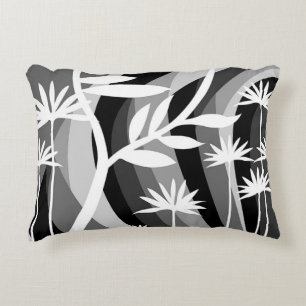 Monochromatic Plant Print  Accent Pillow