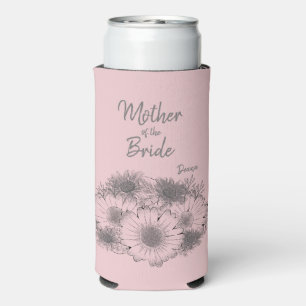 Monochromatic Simplistic Flowered Mother of Bride Seltzer Can Cooler
