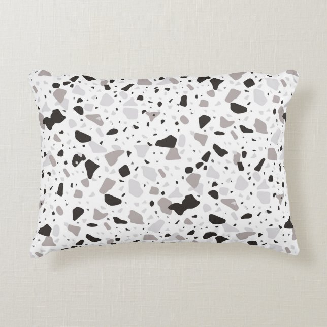 Monochromatic Terrazzo Pattern Accent Pillow (Front)