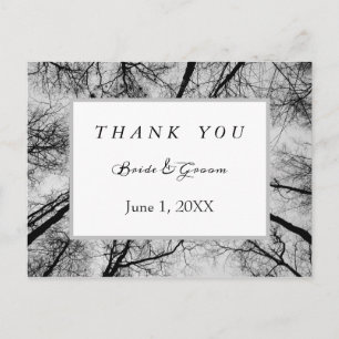 Monochromatic treetops thank you postcard