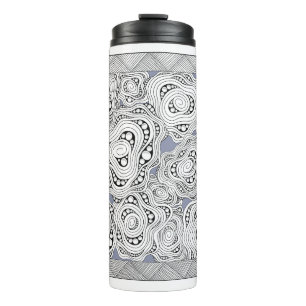 Monochrome Abstract Flowers Thermal Tumbler