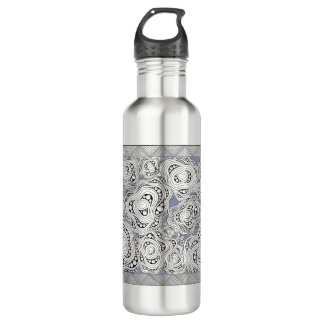 Monochrome Abstract Flowers Thermal Tumbler 710 Ml Water Bottle