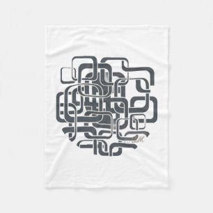 Monochrome Abstract Maze Line Art Geometric Fleece Blanket