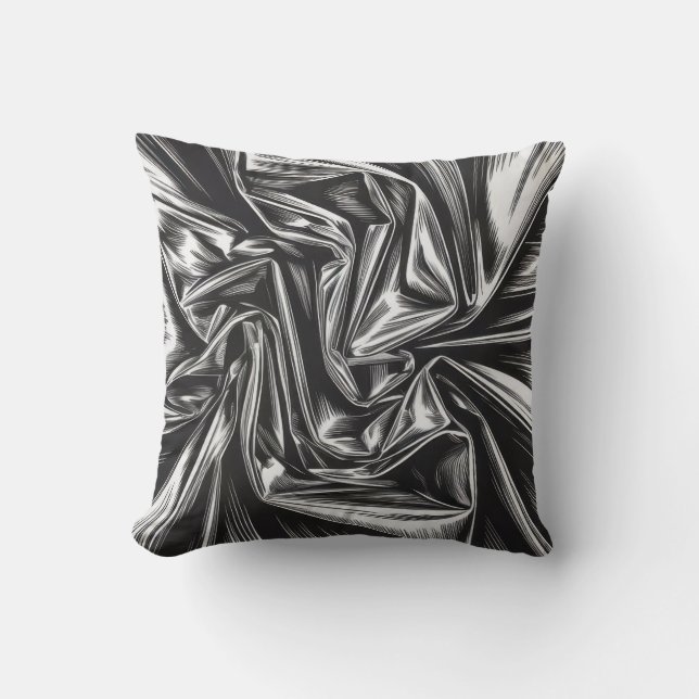 Monochrome abstract texture throw pillow (Front)