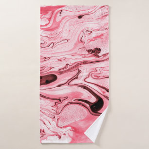 Monochrome Abstract Water Paintbrush,Red Futuristi Bath Towel