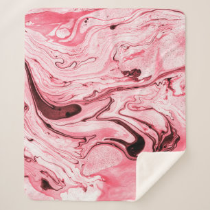 Monochrome Abstract Water Paintbrush,Red Futuristi Sherpa Blanket