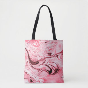 Monochrome Abstract Water Paintbrush,Red Futuristi Tote Bag