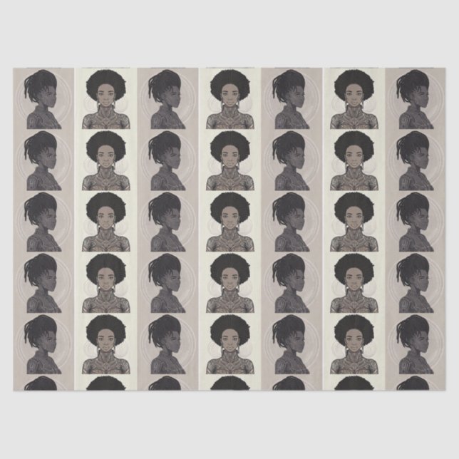 Monochrome Afrofuturist Queens Tissue Paper (Front)
