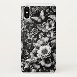 Monochrome Antique Floral with Butterflies  Case-Mate iPhone Case