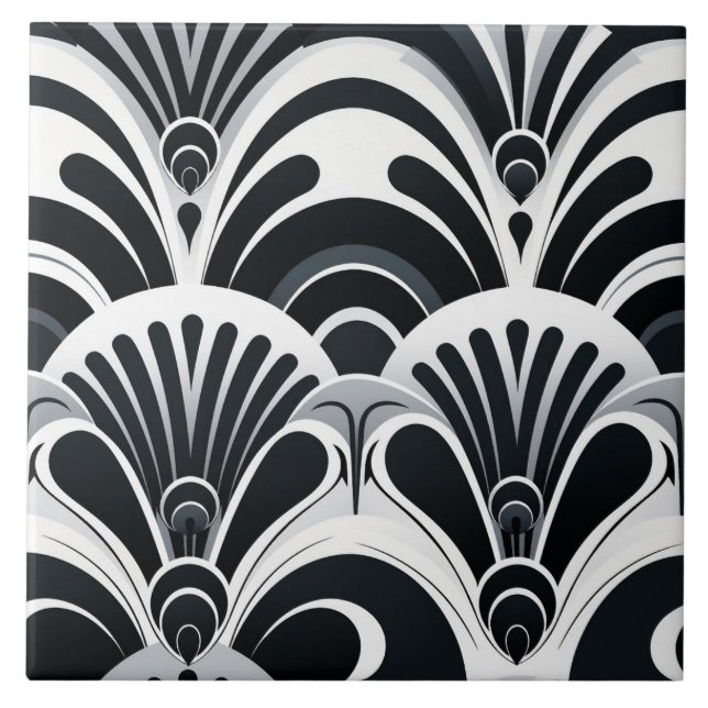 Monochrome Art Deco, Bold and Dramatic Tile (Front)