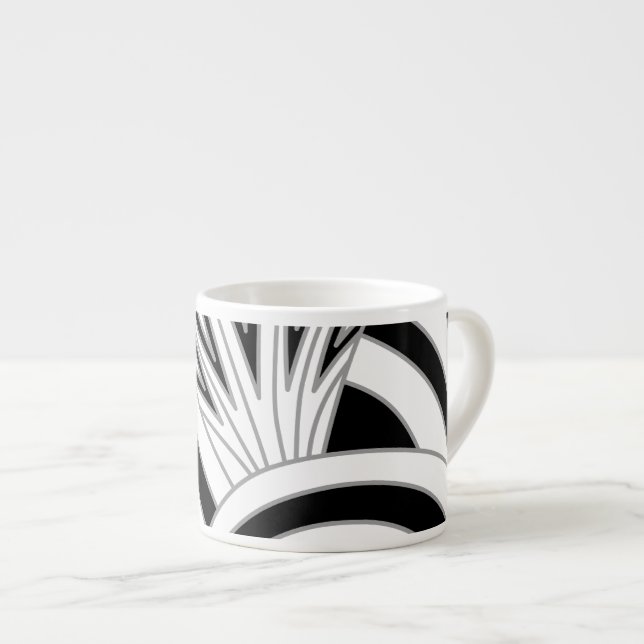 Monochrome Art Deco Design. Espresso Cup (Front Right)