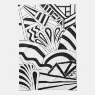Monochrome Art Deco Design. Kitchen Towel