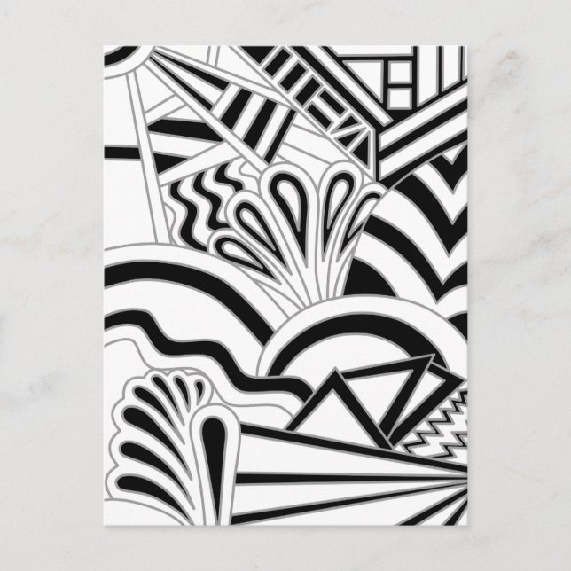 Monochrome Art Deco Design. Postcard (Front)