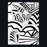 Monochrome Art Deco Design. Poster<br><div class="desc">A black and white abstract pattern design with an art deco style. A stylish design with a retro look. This image has grey lines with black and white shapes.</div>