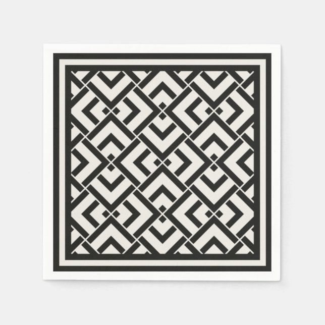 Monochrome art deco  print napkin (Front)