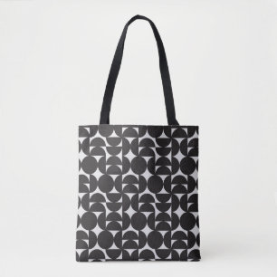 monochrome art shape geometry mid century pattern tote bag