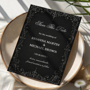 Monochrome Baroque Rose Save The Date