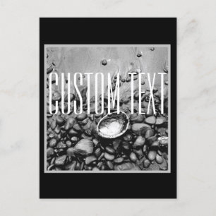 MONOCHROME BEACH PHOTO SHELL STONES SAND CUSTOM POSTCARD