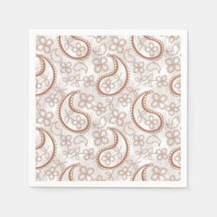 Monochrome beige and white paisley pattern.  napkin