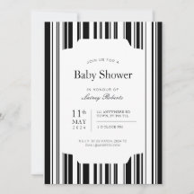 Monochrome Black and White Barcode Stripe Shower