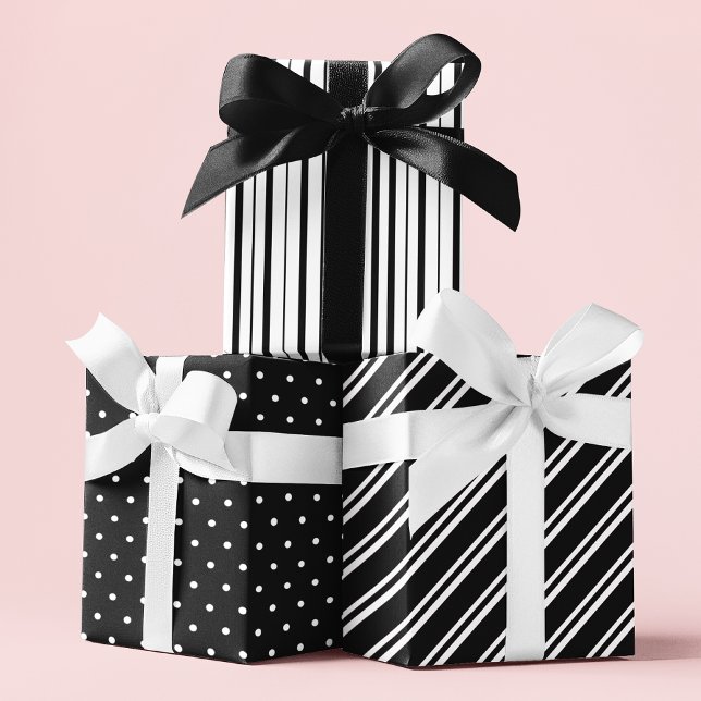 Monochrome Black And White Elegant Patterns Wrapping Paper Sheet (Creator Uploaded)