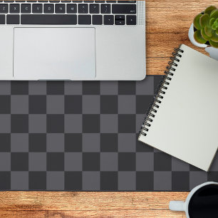 Monochrome Black Grey Checkers Desk Mat