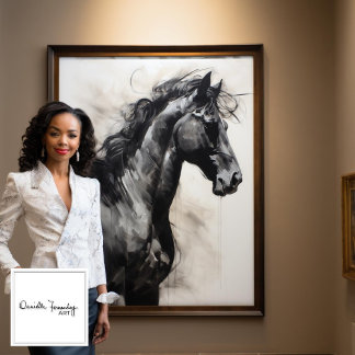 Monochrome Black Horse | Large Wall Art Painting