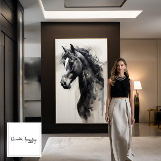 Monochrome Black Horse | Large Wall Art Painting