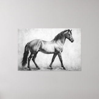 Monochrome Black White Horses | Large Wall Art    