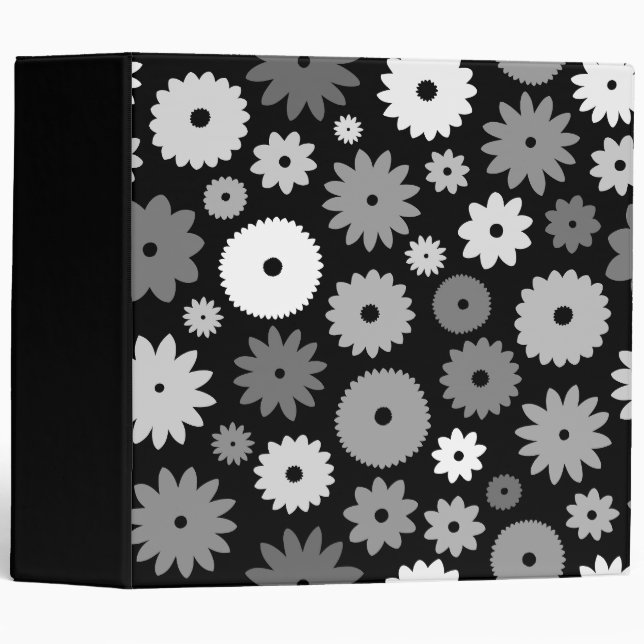 Monochrome Blooms Large Pattern Binder (Front/Spine)