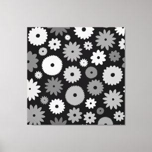 Monochrome Blooms Large Pattern Canvas Print