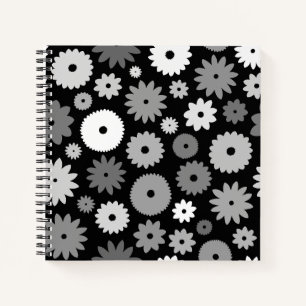Monochrome Blooms Large Pattern Notebook