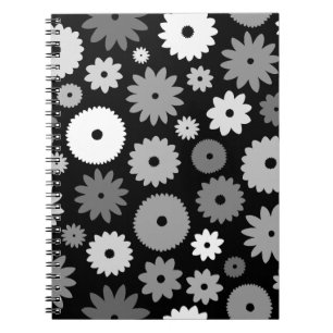 Monochrome Blooms Large Pattern Notebook