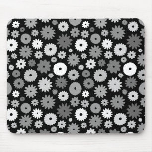 Monochrome Blooms Pattern Mouse Pad