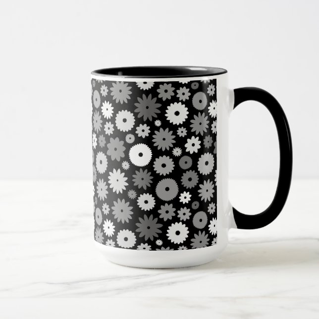 Monochrome Blooms Pattern Mug (Right)