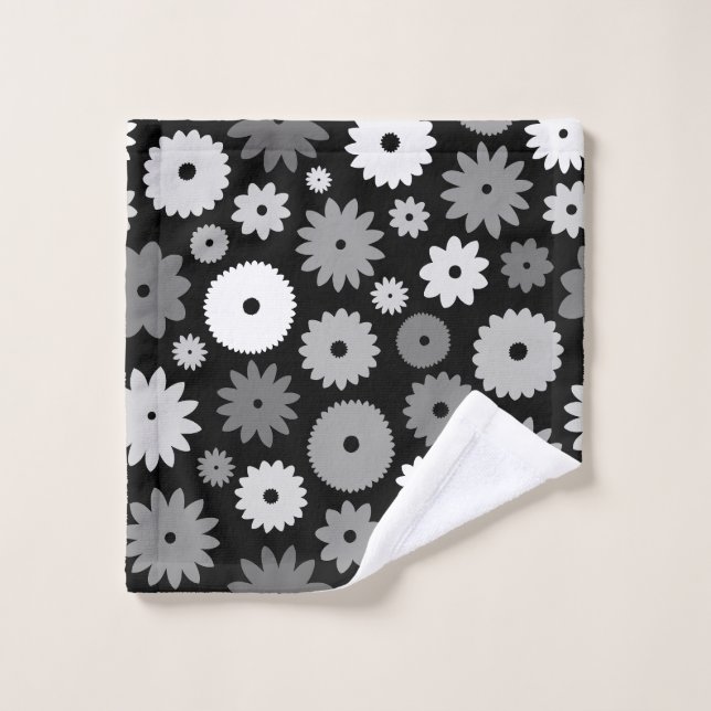 Monochrome Blooms Pattern Wash Cloth (Wash Cloth)