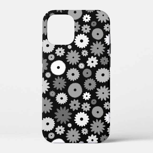 Monochrome Blooms Repeat Pattern Case-Mate iPhone Case (Back)