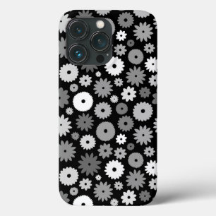 Monochrome Blooms Repeat Pattern iPhone 13 Pro Case