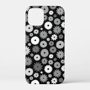 Monochrome Blooms Repeat Pattern iPhone 12 Mini Case