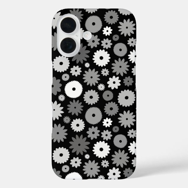 Monochrome Blooms Repeat Pattern Case-Mate iPhone Case (Back)