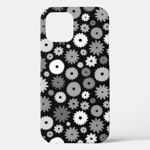 Monochrome Blooms Repeat Pattern iPhone 12 Pro Case