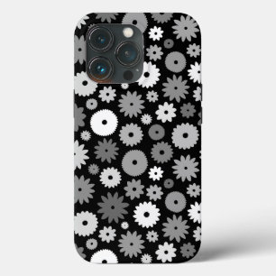 Monochrome Blooms Repeat Pattern iPhone 13 Pro Case