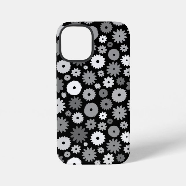 Monochrome Blooms Repeat Pattern iPhone Case (Back)