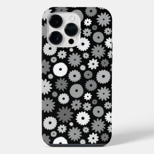 Monochrome Blooms Repeat Pattern iPhone 14 Pro Max Case