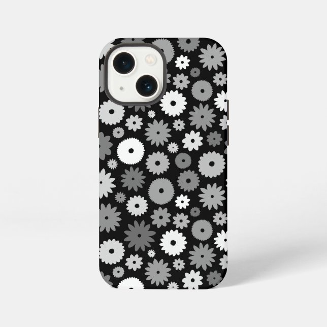 Monochrome Blooms Repeat Pattern iPhone Case (Back)