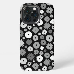 Monochrome Blooms Repeat Pattern iPhone 13 Pro Case