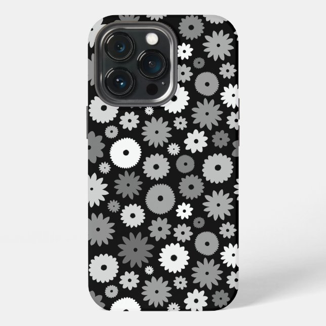Monochrome Blooms Repeat Pattern iPhone Case (Back)