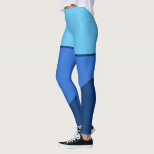 Monochrome Blue Shades Stripes Colour block Leggings